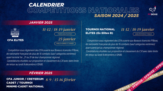🇫🇷 Calendrier des Compétitions Nationales - Boxe Amateur